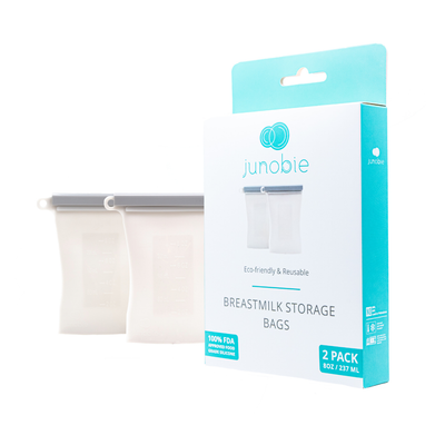 Junobie Reusable Silicone Milk Storage Bags - White 2 PACK - Little BaeBae