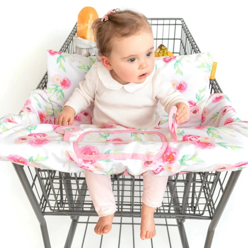 Baby Shopping Cart Cover - Full Bloom Watercolor Floral Print - Little BaeBae