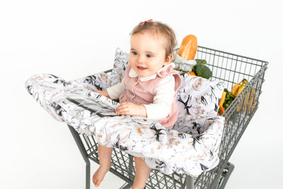 Baby Shopping Cart Cover - Coming Up Roses Beautiful Floral Print - Little BaeBae