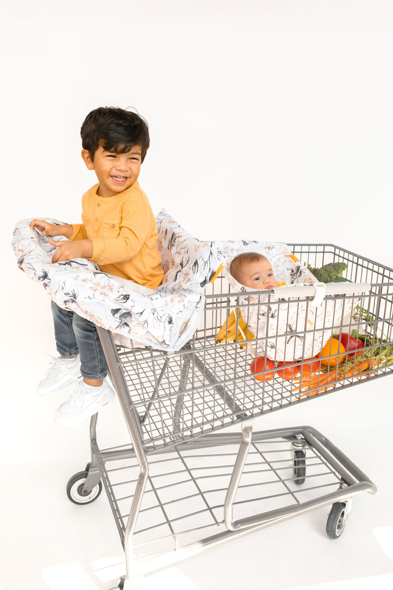 Baby Shopping Cart Cover - Coming Up Roses Beautiful Floral Print - Little BaeBae