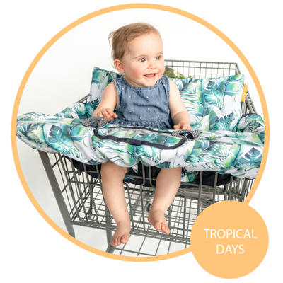 Baby Shopping Cart Cover - Tropical Day Leaf Print - Little BaeBae