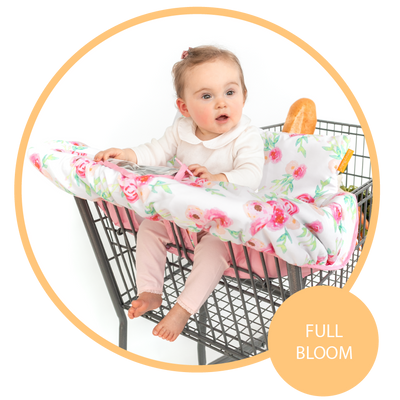 Baby Shopping Cart Cover - Full Bloom Watercolor Floral Print - Little BaeBae