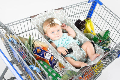 Baby Shopping Cart Hammock - Gray/Aqua - Little BaeBae